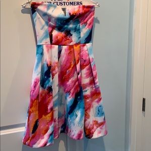 Aqua tie dye dress with pockets! Only worn once!